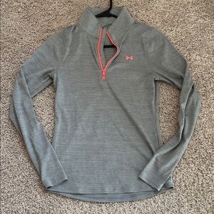 Under Armour Women's Gray and Pink Quarter-Zip Sweatshirt